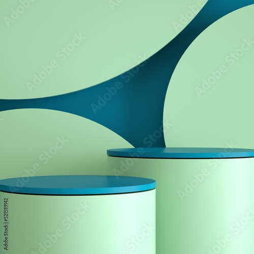 3D rendering of green geometric background can be used for commercial advertising