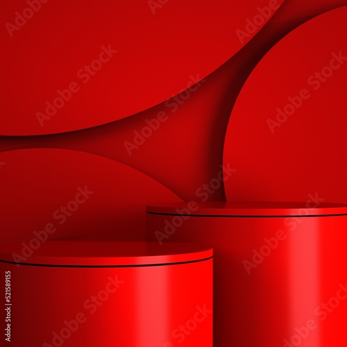 3D rendering of red geometric background can be used for commercial advertising