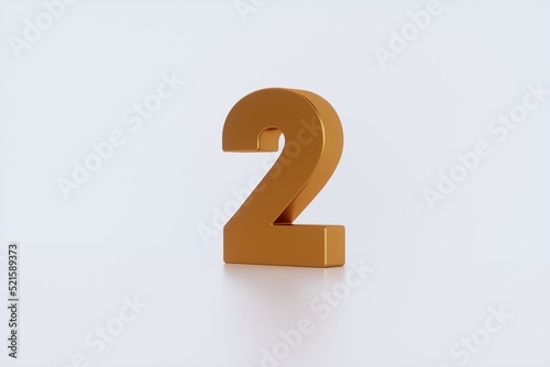 3d rendering of the golden number 2