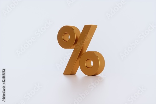 3D rendering of Golden percentage or business tax percent sign symbol