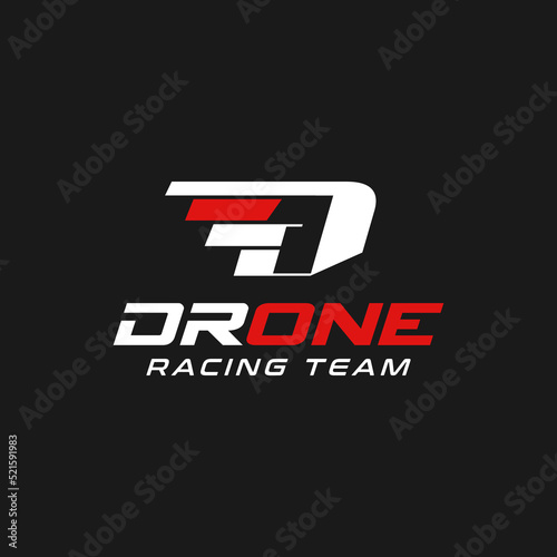 Creative Drone Racing Sports Logo Design Vector with Abstract Style. D1 Initial Sport Symbol. Simple Icon Template for Drone Racing Team