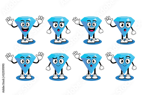 Illustration vector graphic cartoon character of Cute mascot diamond with pose. Suitable for children book illustration and element design.