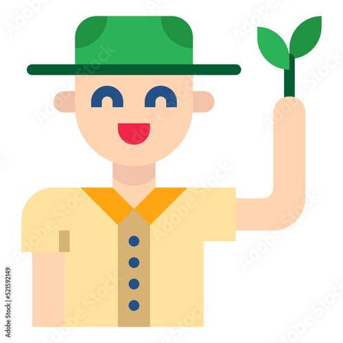 Botany forester plant boy scout - flat icon