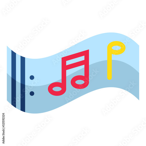 Music song note key tone scroll - flat icon