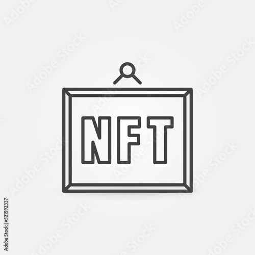 NFT Artwork line icon. Non-fungible Token Framed Picture linear sign