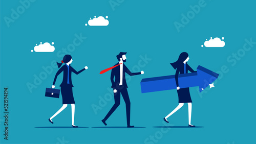 Business direction. female leaders set the direction of the organization vector illustration