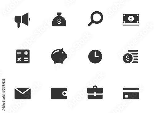 business glyph icons isolated on white background. business glyph icon set for web, mobile apps, ui design, print polygraphy and promo advertising