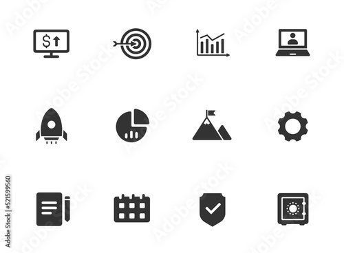business glyph icons isolated on white background. business glyph icon set for web, mobile apps, ui design, print polygraphy and promo advertising