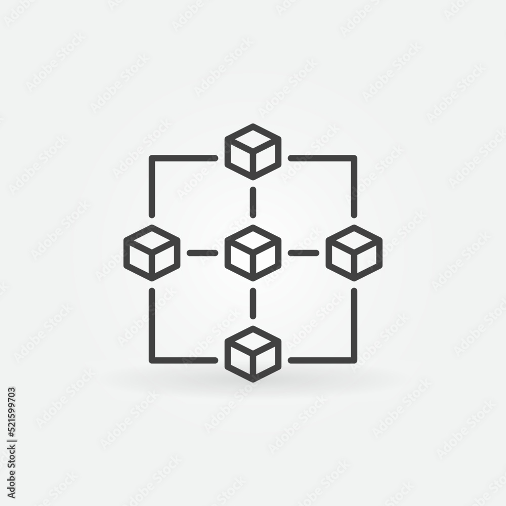 Block Chain vector concept line icon - Five Blockchain Blocks sign Block Chain vector concept line icon - Five Blockchain Blocks sign