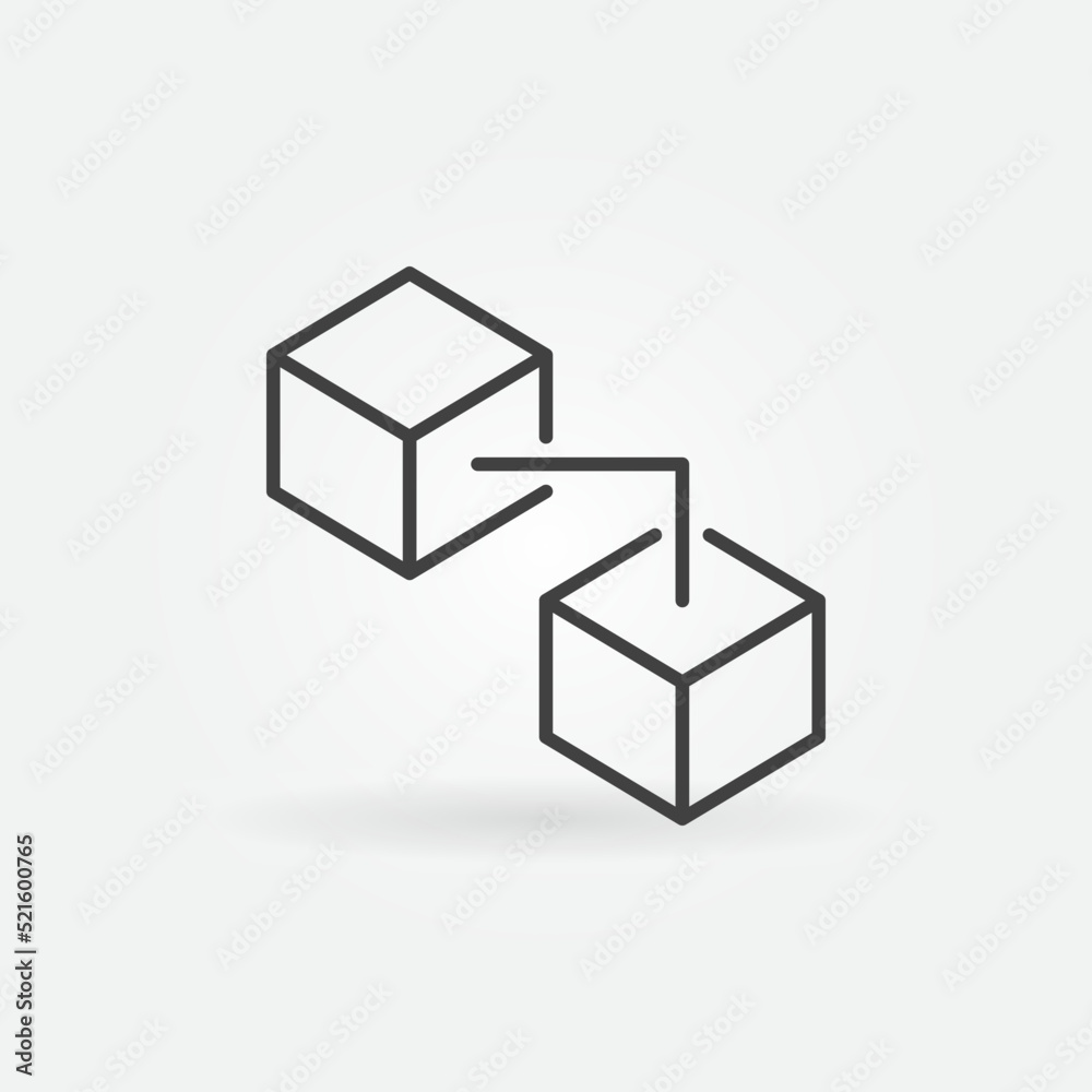 Two Connected Blocks - Blockchain Technology linear vector concept icon Two Connected Blocks - Blockchain Technology linear vector concept icon