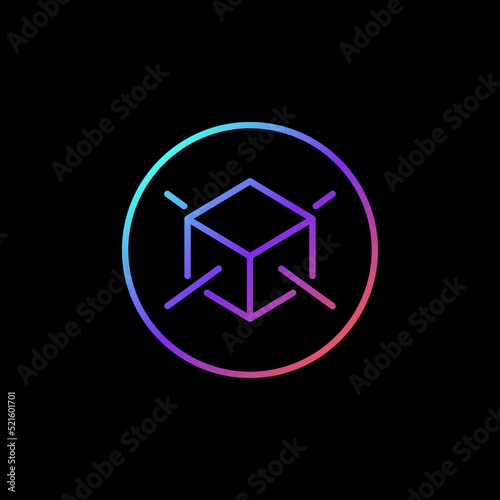 Blockchain in circle vector outline concept colored icon or sign
