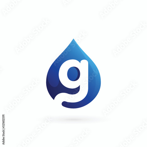 letter g water logo with droplet sign