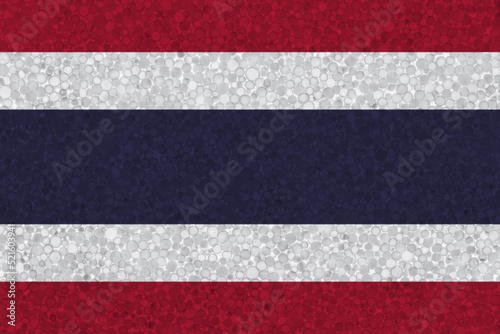 Thailand flag on styrofoam texture. national flag painted on the surface of plastic foam