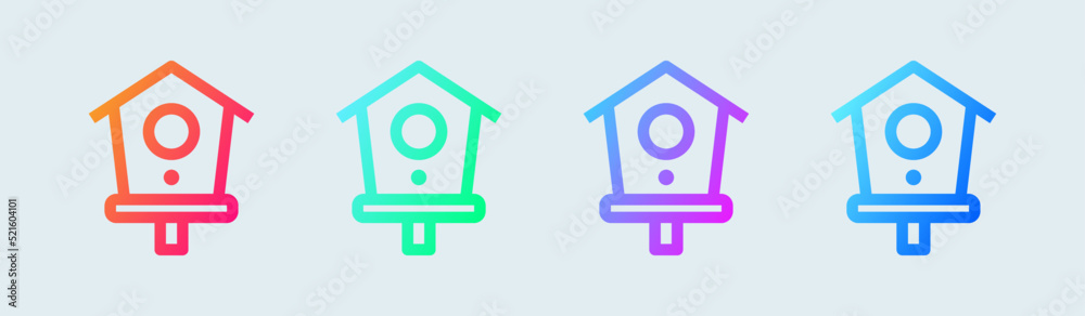 Bird house line icon in gradient colors. Birdhouse signs vector illustration. Bird house line icon in gradient colors. Birdhouse signs vector illustration.
