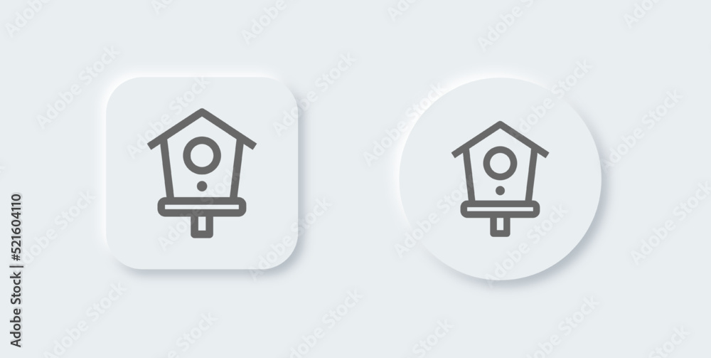 Bird house line icon in neomorphic design style. Birdhouse signs vector illustration.