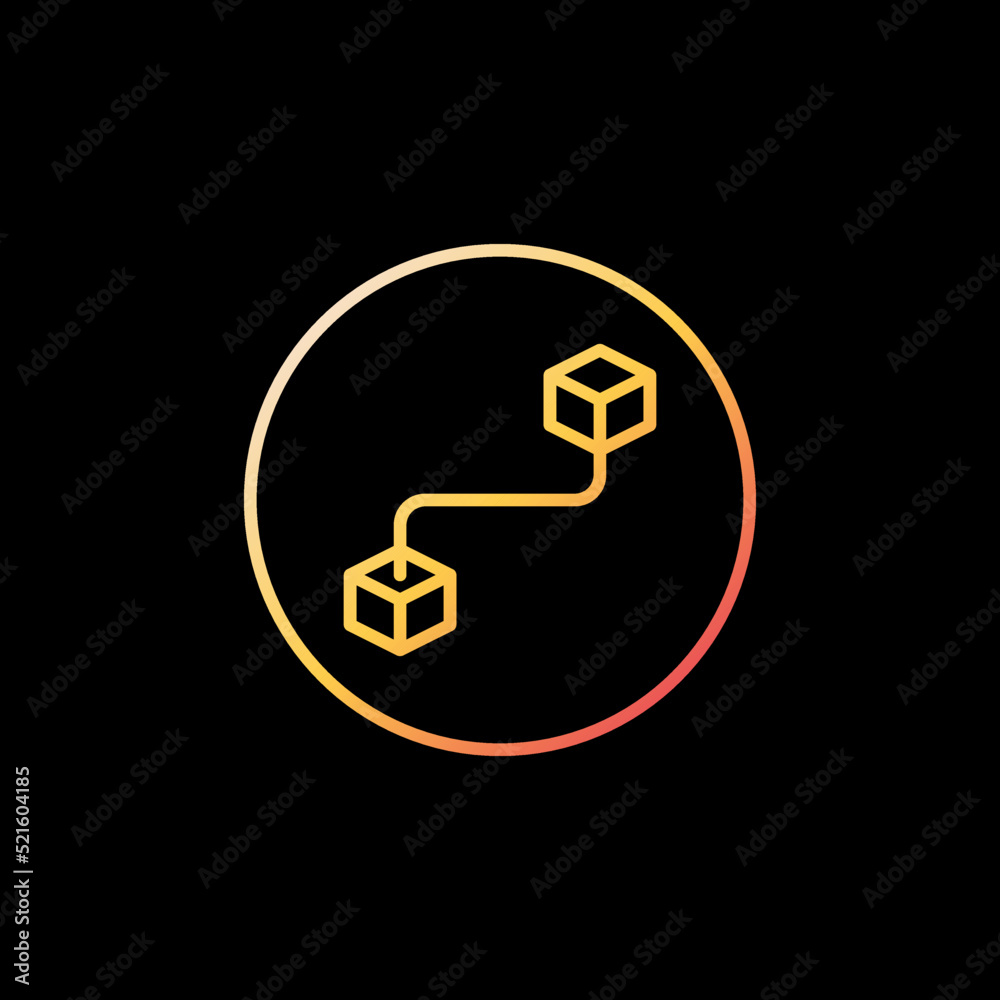 Block-Chain vector concept yellow line icon. Circle with Blockchain round symbol Block-Chain vector concept yellow line icon. Circle with Blockchain round symbol