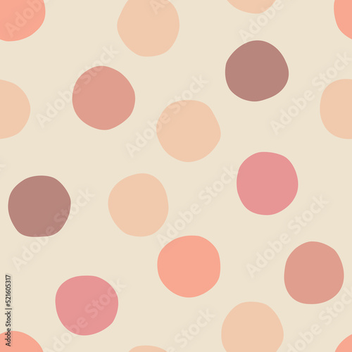 Hand drawn spots in skin colors. Vector doodle seamless pattern. Background for wrapping, fabric, scrapbooking or wallpaper.