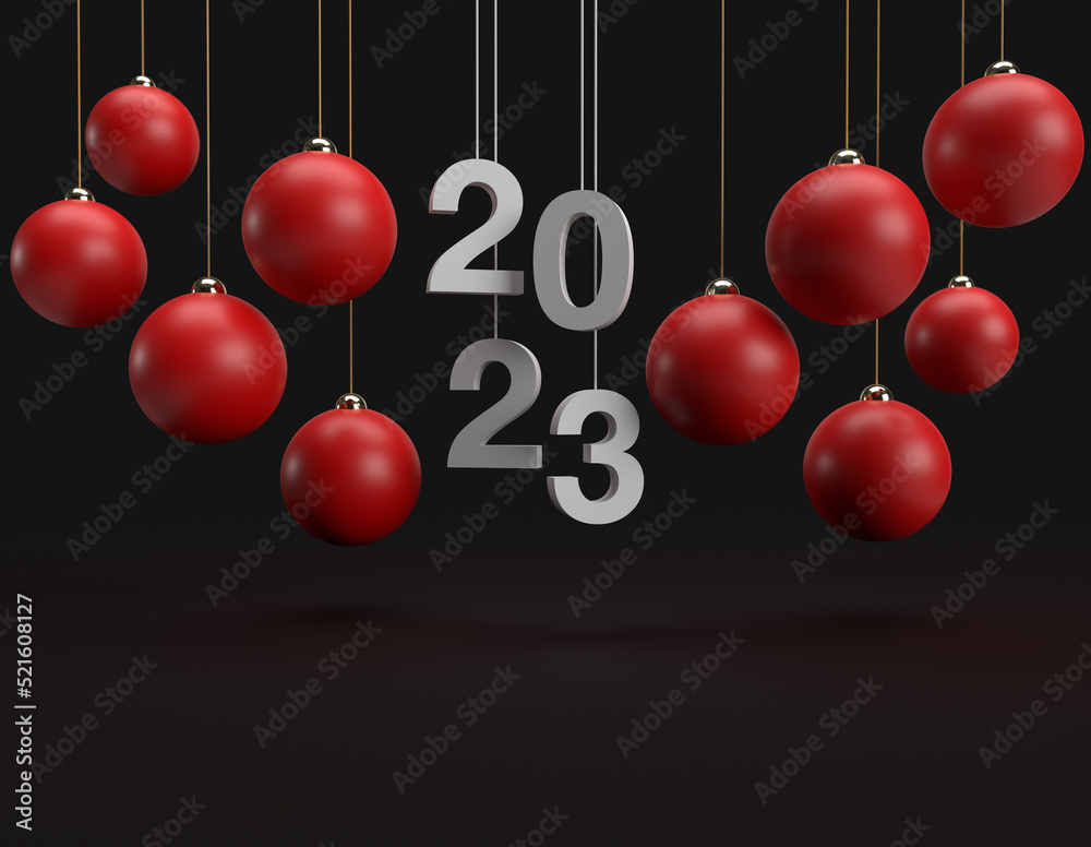 Happy new year 2023 with christmas balls Happy new year 2023 with christmas balls