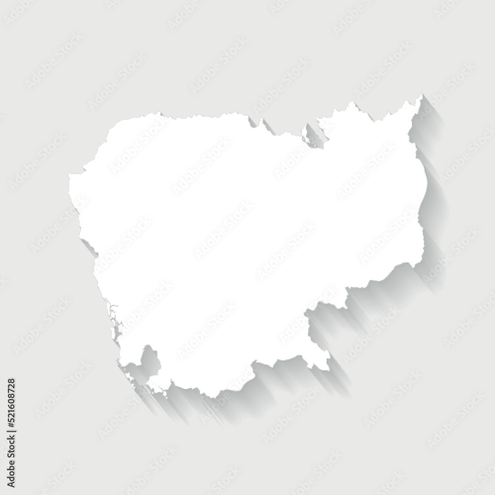 Simple white Cambodia map on gray background, vector, illustration, eps 10 file
