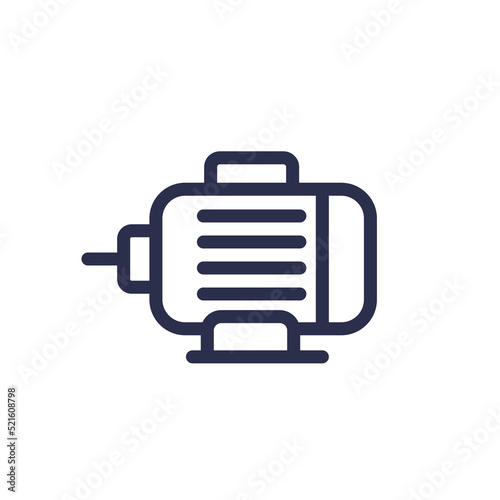 electric motor line icon on white