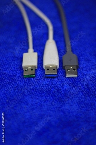 USB 2.0 and 3.0 Type A plug, white, green, blue inside