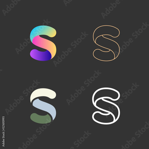 Vector collection of logos from 4 letter S. Application icon design template. Vector logotype design.