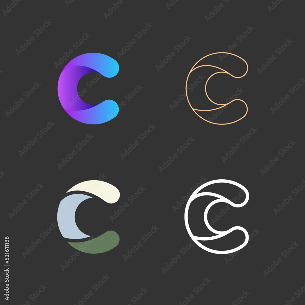 Vector collection of logos from 4 letter C. Application icon design template. Vector logotype design. Vector collection of logos from 4 letter C. Application icon design template. Vector logotype design.