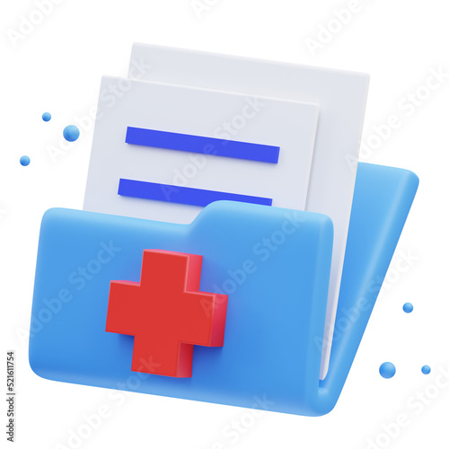 Medical, files folder Icon, 3d illustration