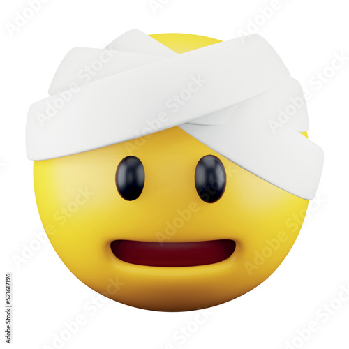 Headache emoji face 3d rendering isometric icon.