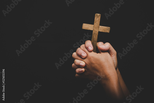 christianity woman catholic hand holding cross or crucifix