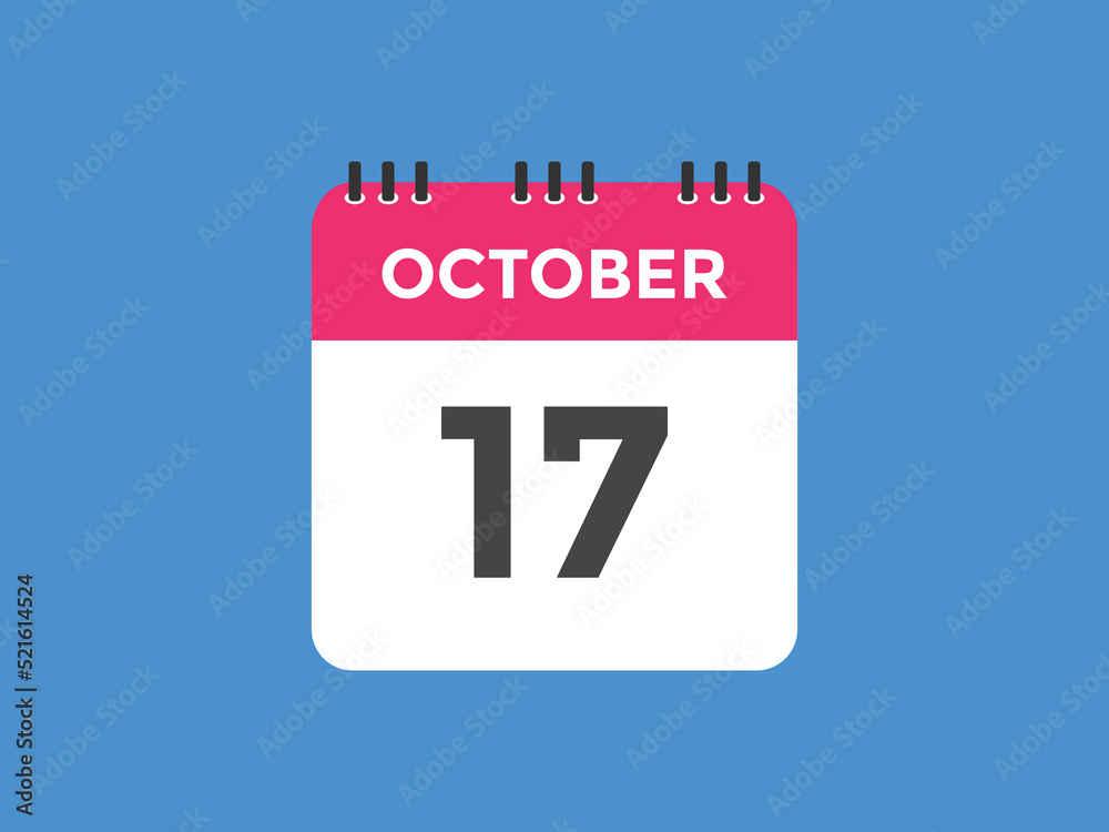 october 17 calendar reminder. 17th october daily calendar icon template. Calendar 17th october icon Design template. Vector illustration
