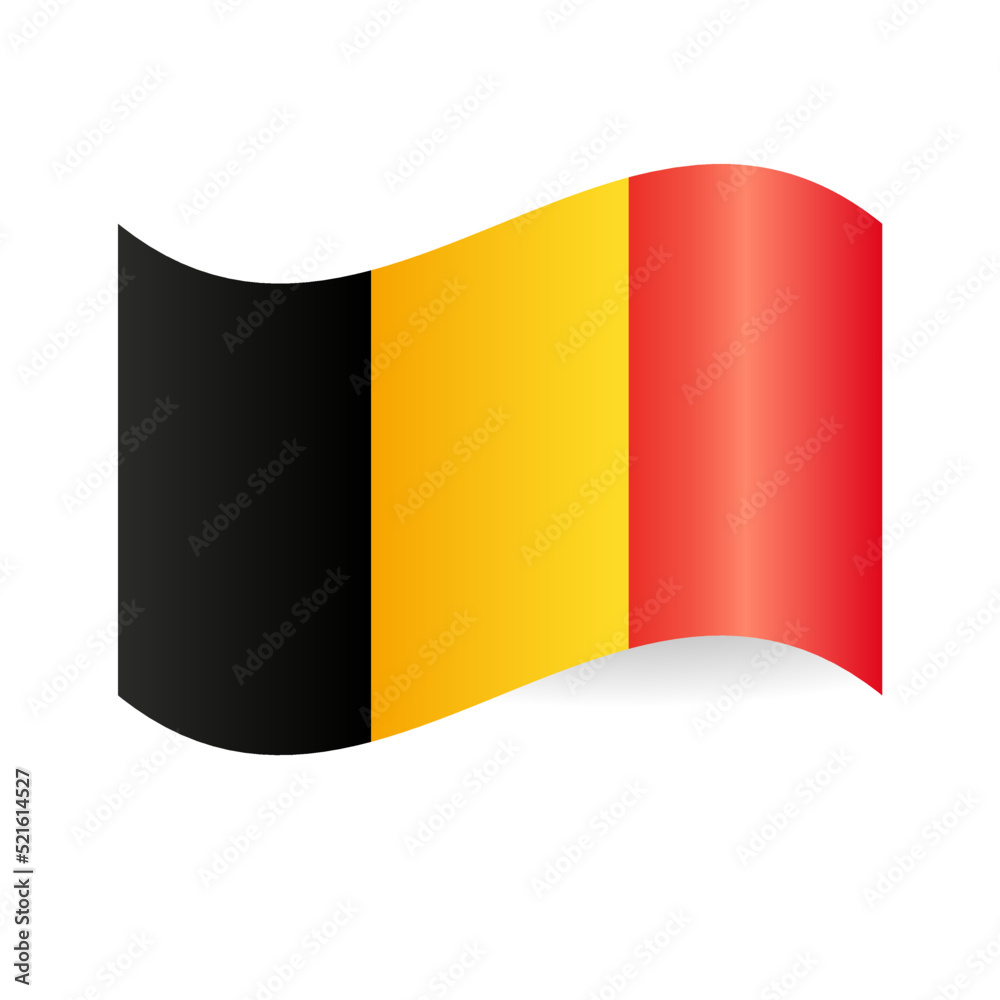 Fototapeta premium Flag of Belgium. Belgian flag. Waving flag of Belgium. National flag for country of Belgium isolated on white background.