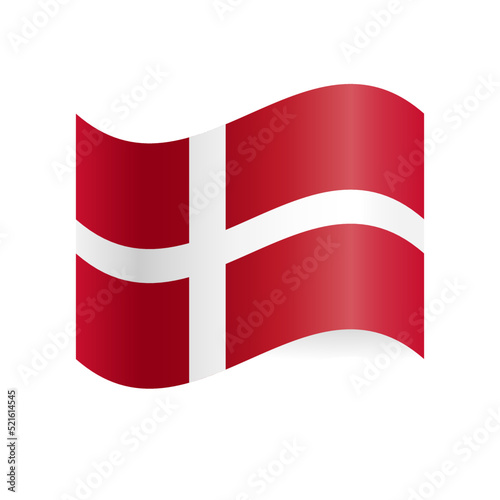 Denmark waving flag. Flag of Denmark in the wind. Waving flag of Denmark on a white background. photo