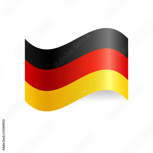 German waving flag. Germany flag in the wind. Waving flag of Germany on a white background.