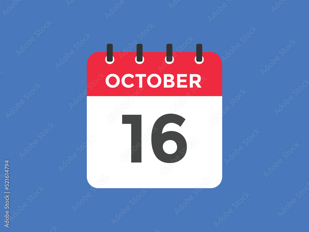 october 16 calendar reminder. 16th october daily calendar icon template. Calendar 16th october icon Design template. Vector illustration october 16 calendar reminder. 16th october daily calendar icon template. Calendar 16th october icon Design template. Vector illustration