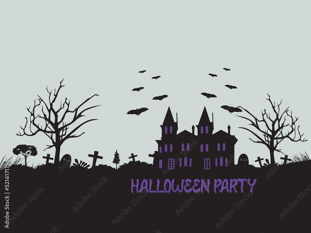 Happy Halloween banner or party illustration background with Halloween element in paper cut style