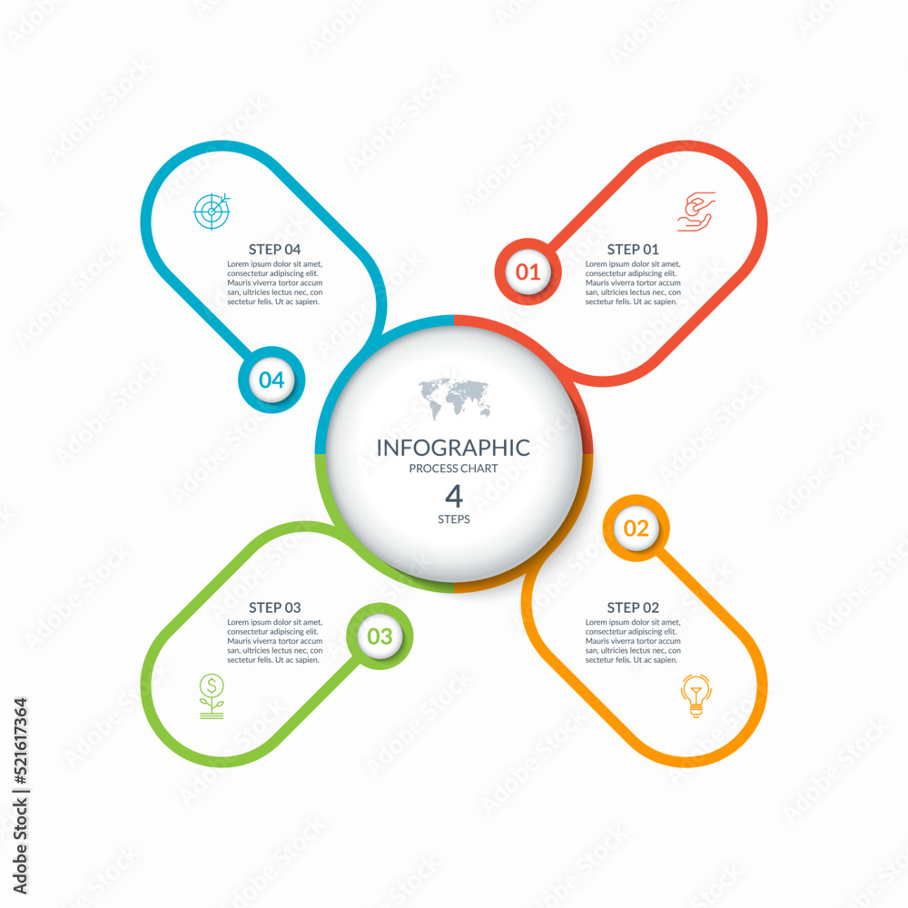 Infographic round chart with 4 steps, parts, options, processes. Vector circle infographic concept. Cycle diagram with thin line icons. Infographic round chart with 4 steps, parts, options, processes. Vector circle infographic concept. Cycle diagram with thin line icons.