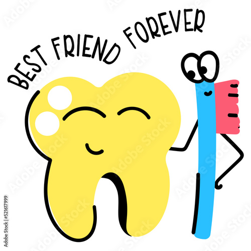 An editable flat sticker of lifetime BFF 