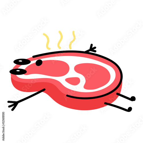 Cute doodle sticker of steak 