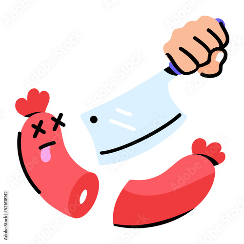 Premium doodle sticker of chopped sausage