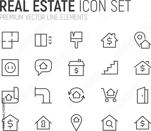 Simple line set of real estate icons.