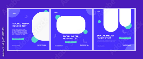 Set of editable square template posts for social media for personal profile, artist, trainer, motivator, coach, model, ads, and business. With simple green and blue color.