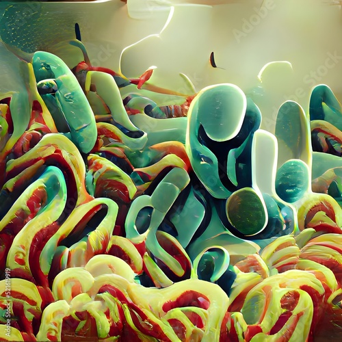 Scientific image of bacteria Citrobacter, Gram-negative bacteria, illustration. Found in human intestine, can cause urinary infections, infant meningitis and sepsis photo