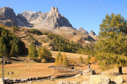 Wonderful claree valley in autumn in the french alps, Nevache, Hautes Alpes 