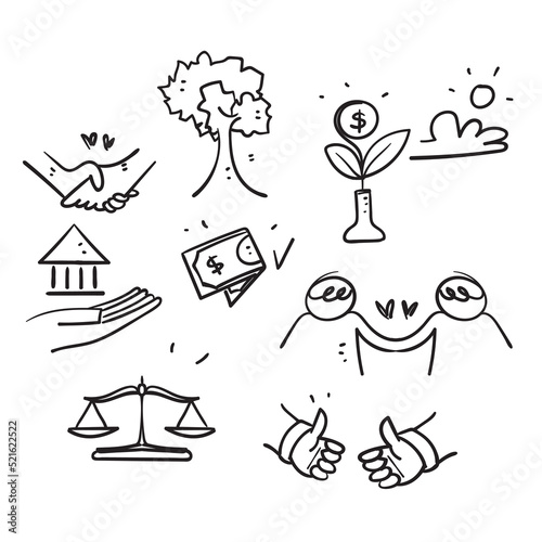 hand drawn doodle ESG environment social governance related illustration vector
