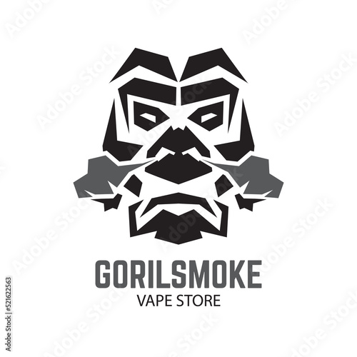 Golrila face in logo style, perfect for vape store and brand product logo design photo