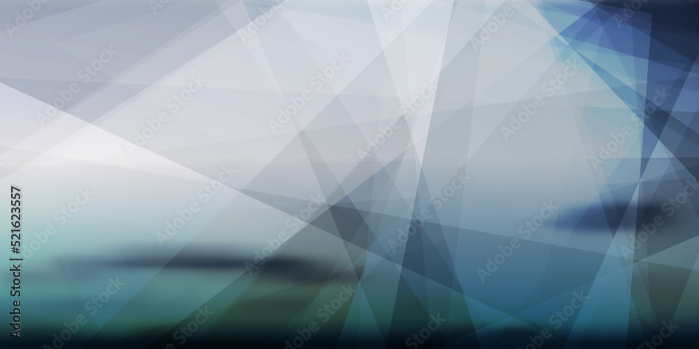 Obraz premium White, Silver Gray and Blue 3D Triangle Shaped Translucent Overlaying Planes, Geometric Shapes Pattern on Abstract Futuristic Blurry Glossy Vector Background - Vector Texture Design Template