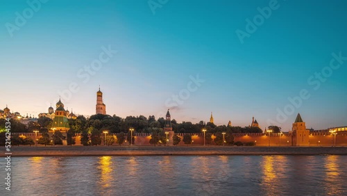 Moscow Kremlin and Moskva river hyper lapse, Russia.