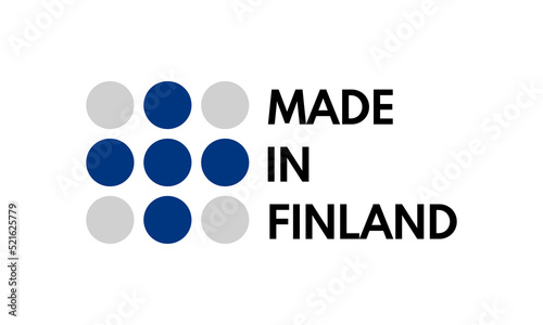 made in finland, vector logo with finnish flag painted circles
