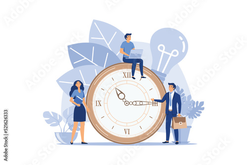 alarm clock rings on white background, concept of work time management, quick reaction awakening vector. flat design modern illustration